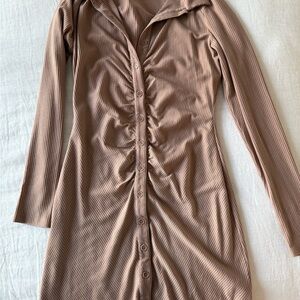 Reformation Amy Polo Dress Ribbed Button-Down Blush Dress